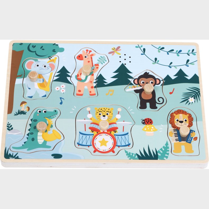 Kinder and Kids Knoppuslespil Vilde Dyr med Musik 6 Brikker