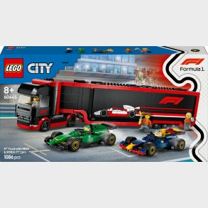 LEGO City 60445 F1-lastbil med RB20 og AMR24 F1-biler
