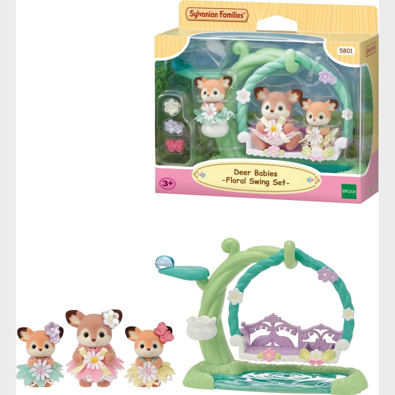 Sylvanian Families Hjortebabyer Figurer med Blomstret Gyngestativ