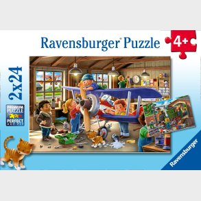 Ravensburger Airplane &  Train Repairs Puslespil 2x24 Brikker