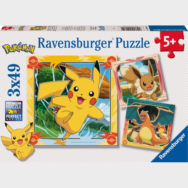 Ravensburger Pokmon Puslespil 3x49 Brikker