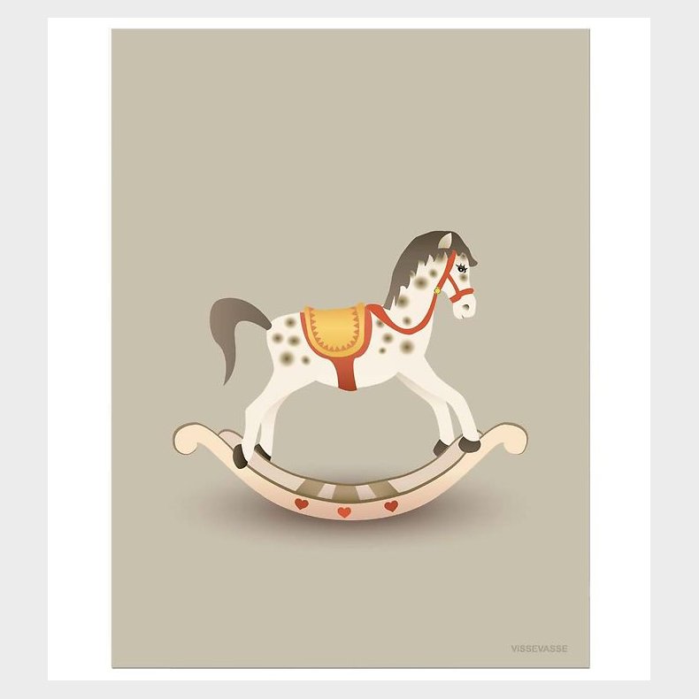 Vissevasse Plakat - 30x40 - Rocking Horse - Lysegr