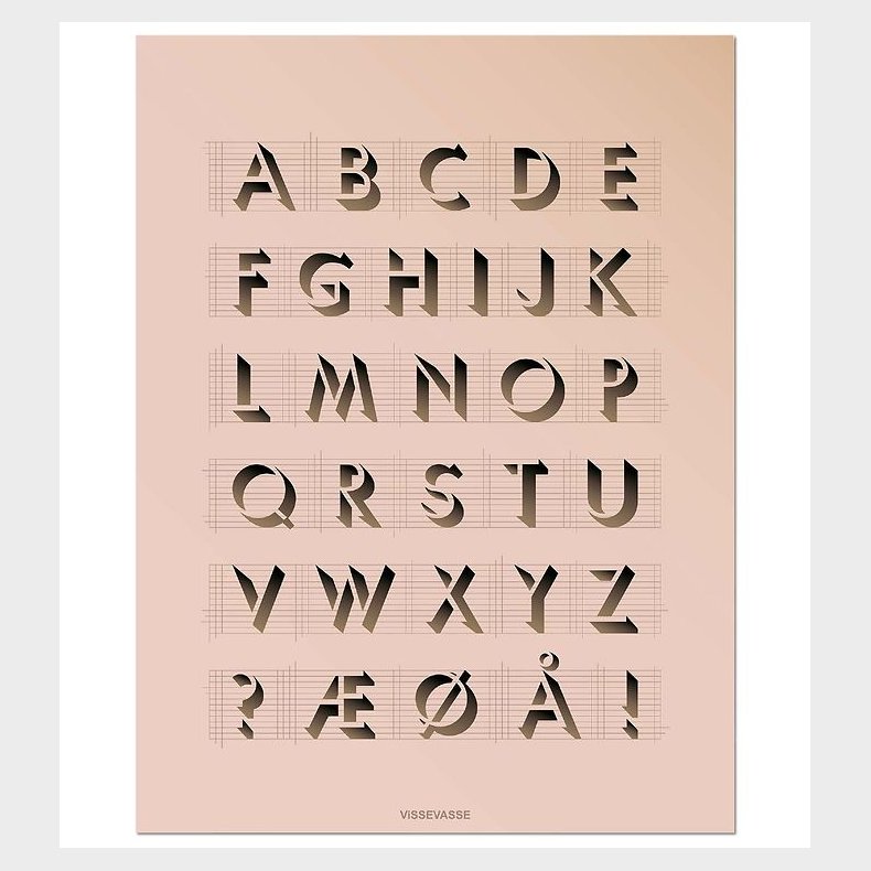 Vissevasse Plakat - 50x70 - ABC - Rosa