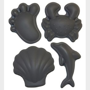 Scrunch Sandforme - 4 stk - Silikone - 6,5-10,5 cm - Mrkegr