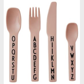 Design Letters Melamin Bestik - 4 stk. - Rosa m. Alfabet