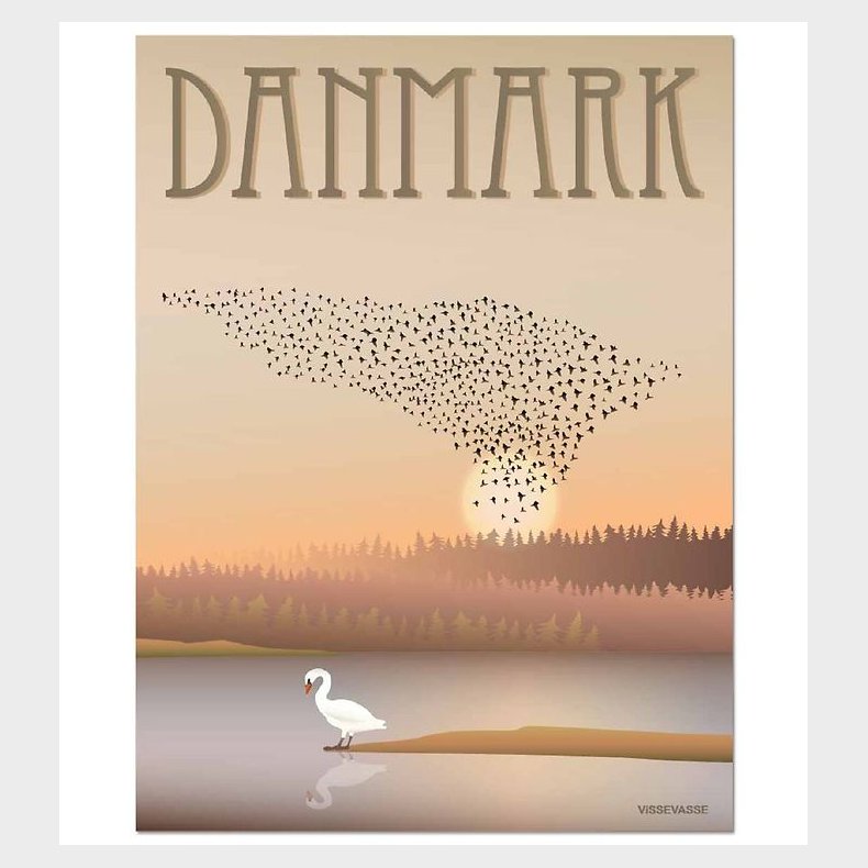 Vissevasse Plakat - 30x40 - Danmark - Sort Sol