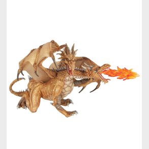 Papo To-hovedet Guld Drage - L: 24 cm