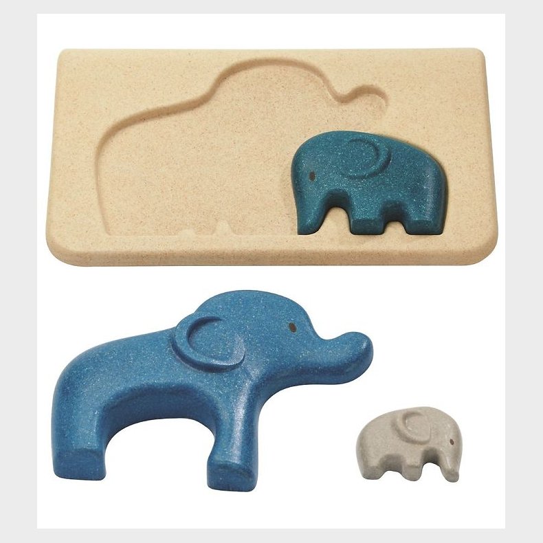 PlanToys Elefant Puslespil - Natur/Bl