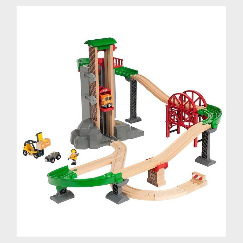 BRIO World Togbane m. Lagerbygning - 32 dele - Lft &amp; Ls 33887