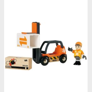 BRIO World Gaffeltruck m. Tilbehr - 9 cm - Orange/Sort 33573