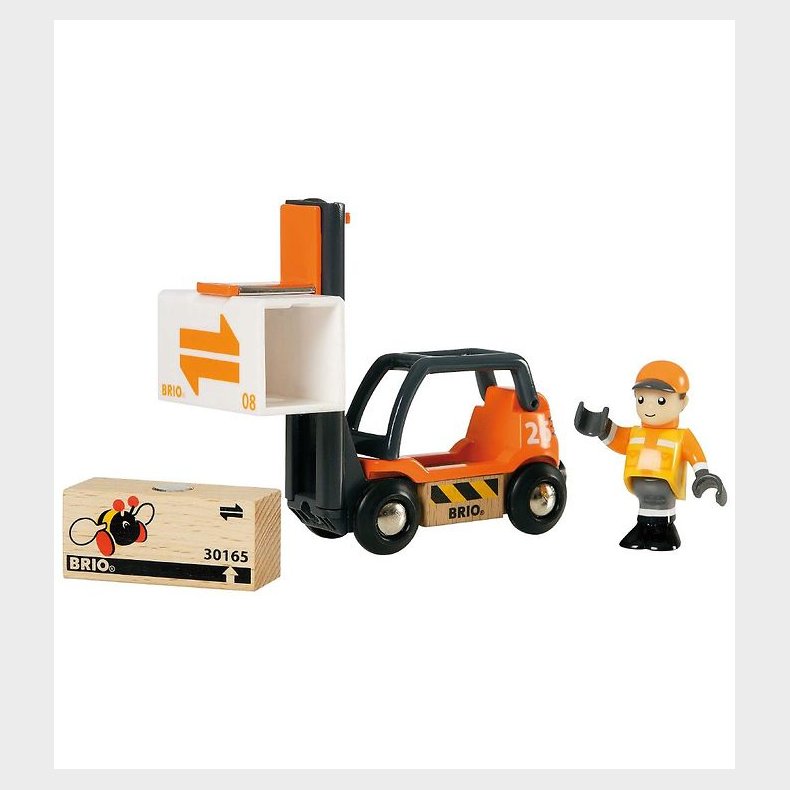 BRIO World Gaffeltruck m. Tilbehr - 9 cm - Orange/Sort 33573