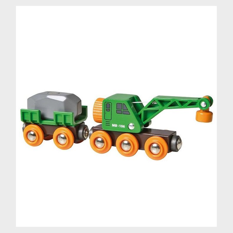 BRIO World Togvogn m. Kran - Grn 33698