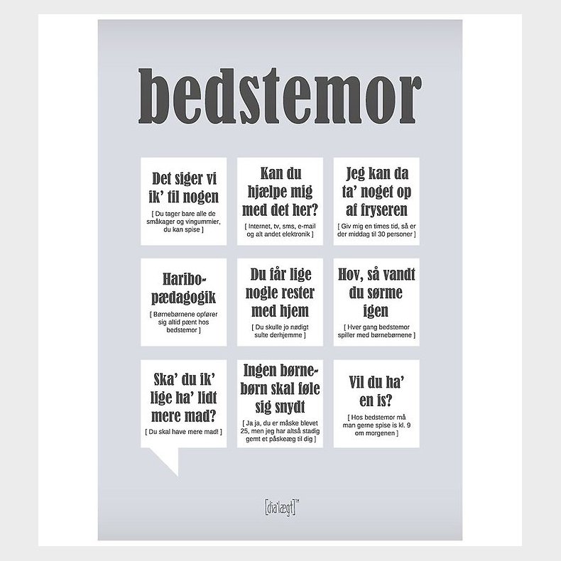 Dialgt Plakat - 30x42 - Bedstemor