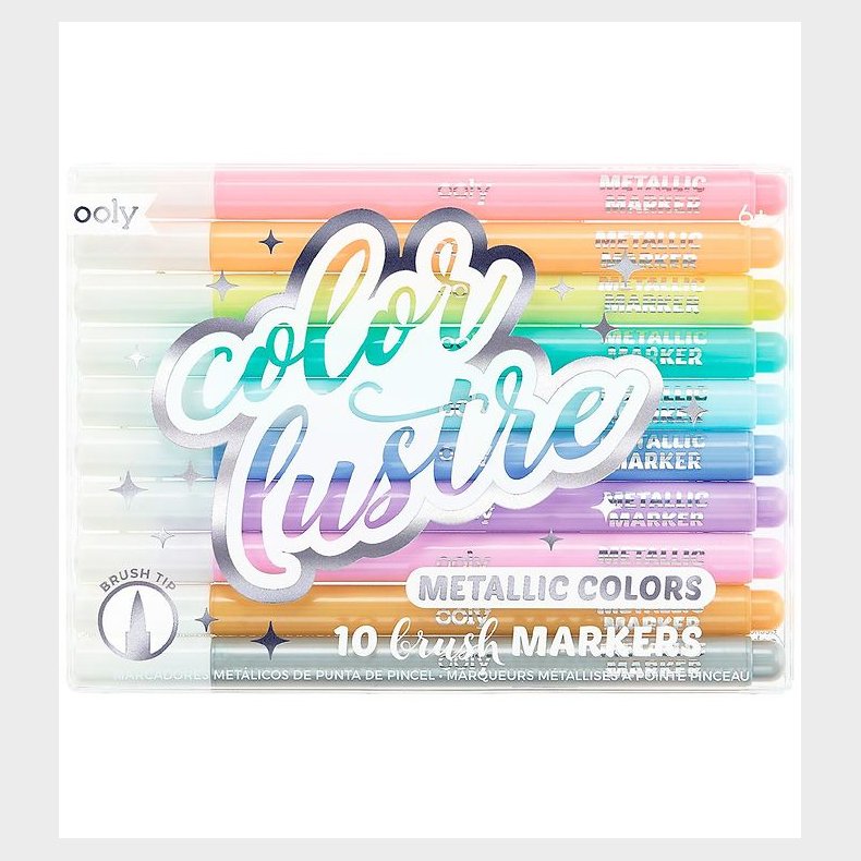 Ooly Tuscher - Metallic Brush Markers - 10 stk - Pastelfarver