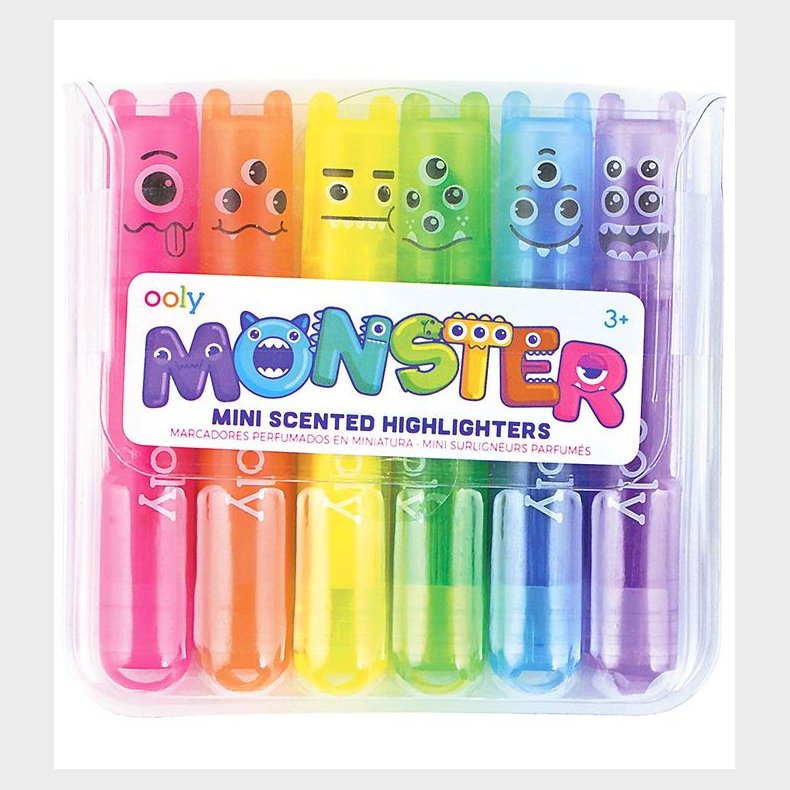 Ooly Mini Overstregningstuscher m. Duft - Monster - 6 stk