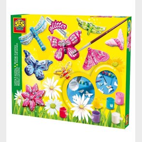 SES Creative Stb og Mal - Sommerfugle m. Glitter