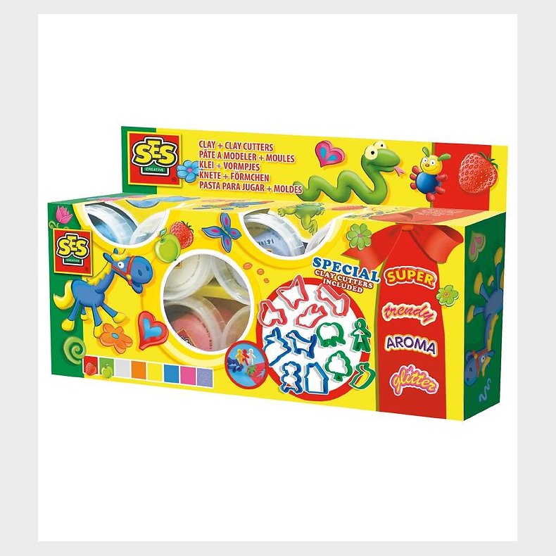 SES Creative Modellervoks - 8 Farver m. Udstikkere/Duft/Glimmer