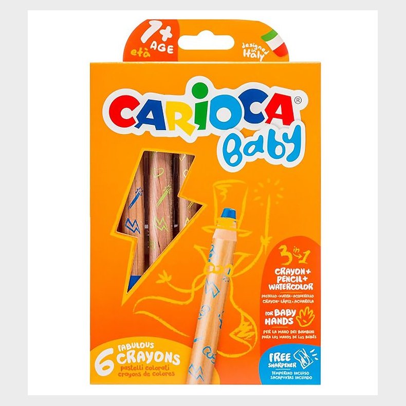 Carioca Baby Farveblyanter - 3-i-1 - 6 stk - Multifarvet