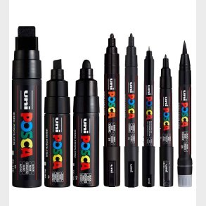 Posca Tuscher - 8 Spidsstrrelser - Sort