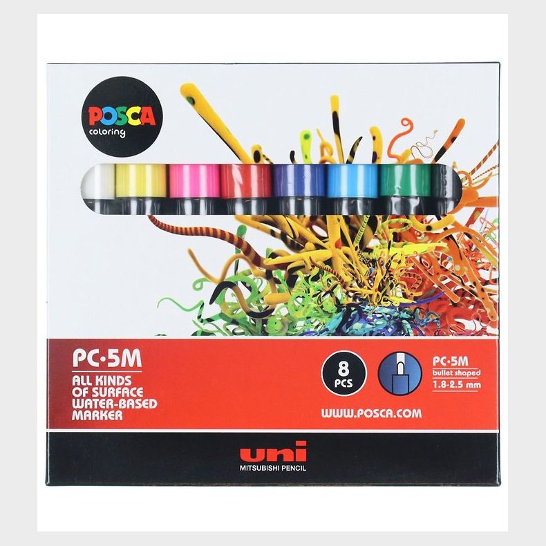 Posca Tuscher - PC-5M - 8 stk - Multifarvet