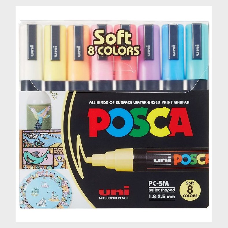 Posca Tuscher - PC-5M - 8 stk. - Afdmpede Farver