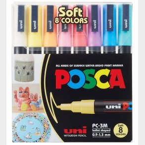 Posca Tuscher - PC-3M - 8 stk. - Afdmpede Farver