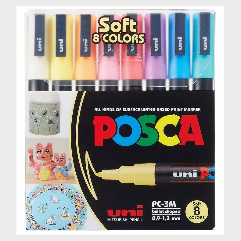 Posca Tuscher - PC-3M - 8 stk. - Afdmpede Farver