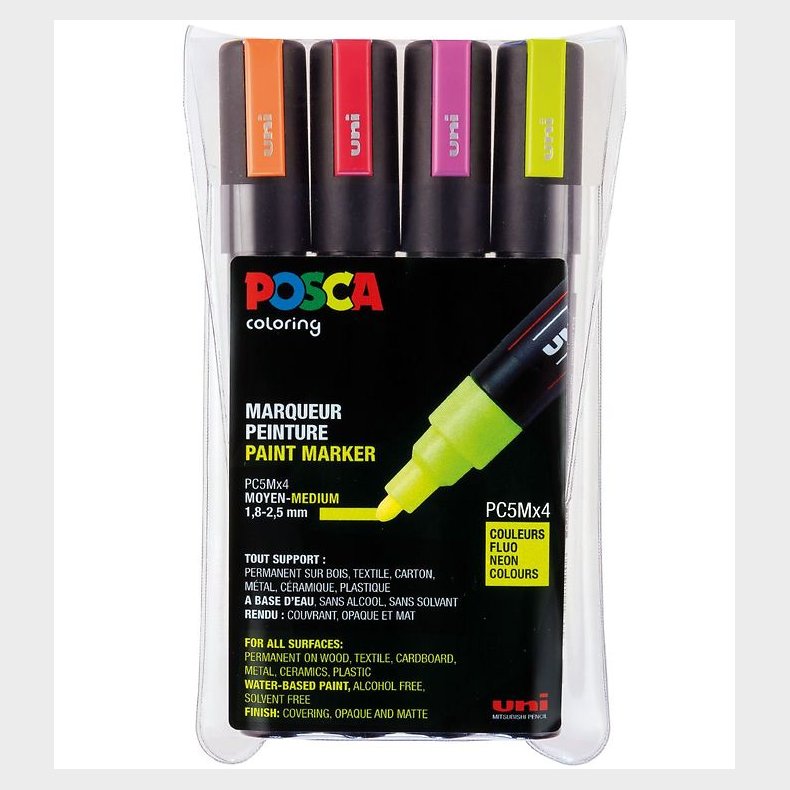 Posca Tuscher - PC-5M - 4 stk. - Neon