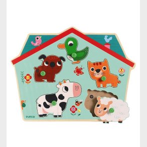 Djeco Puslespil m. Lyd - 5 Brikker - Tr - Ouaf Woof