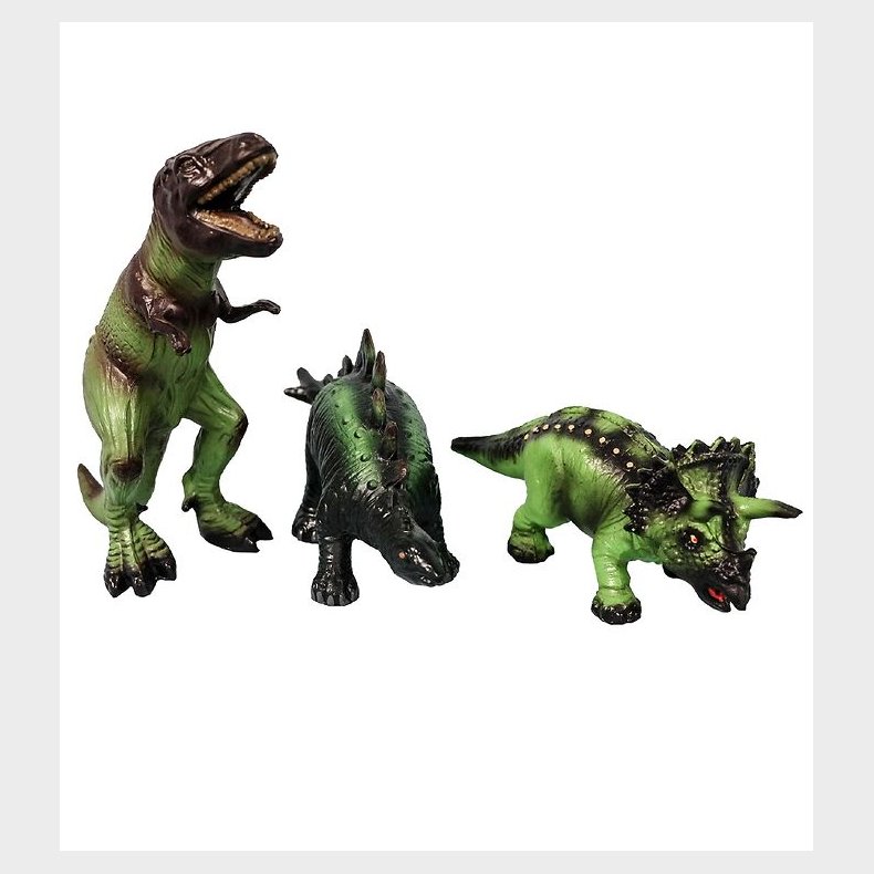 Green Rubber Toys Dyr - 3-pak - 19 cm - Dinosaurer