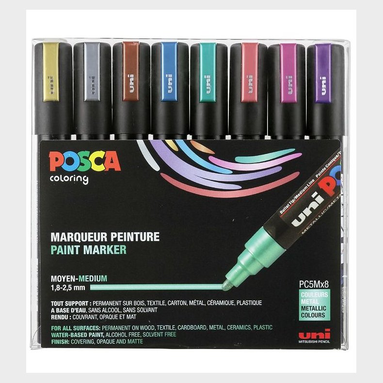 Posca Tuscher - PC-5M - 8 stk. - Metallisk Multifarvet