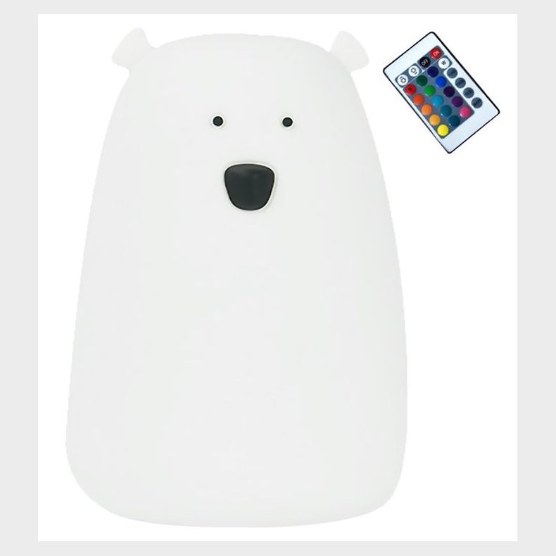 Rabbit &amp; Friends Lampe - Stor Bj�rn m. Fjernbetjening - Hvid