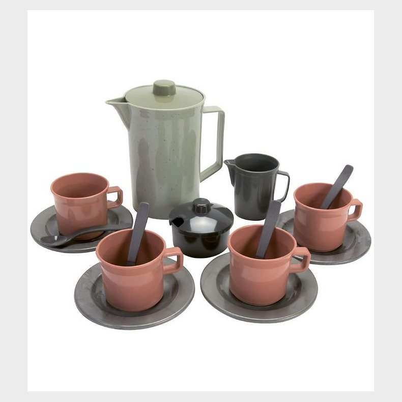 Dantoy Green Bean Kaffestel - 17 Dele - Assorterede Jordfarver