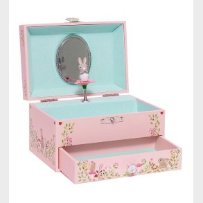 Petit Monkey Smykkeskrin m. Musik - 9x15x10 cm - Woodland - Rosa