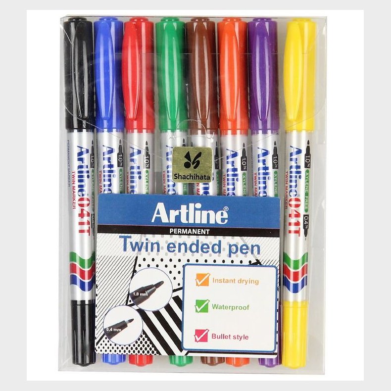 Artline Tuscher - Permanent Markers - 2-i-1 - 8 stk