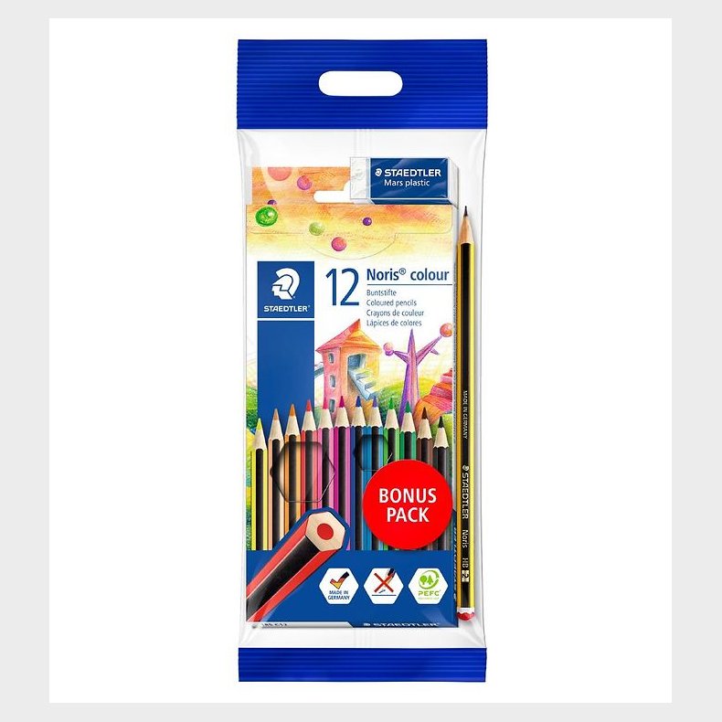 Staedtler Farveblyanter - Noris Colour Bonus Pack - 12 stk m. Ti