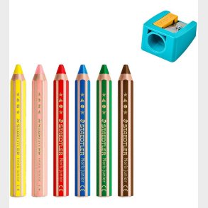 Staedtler Farveblyanter - Noris Junior - 3-i-1 - 6 stk m. Blyant