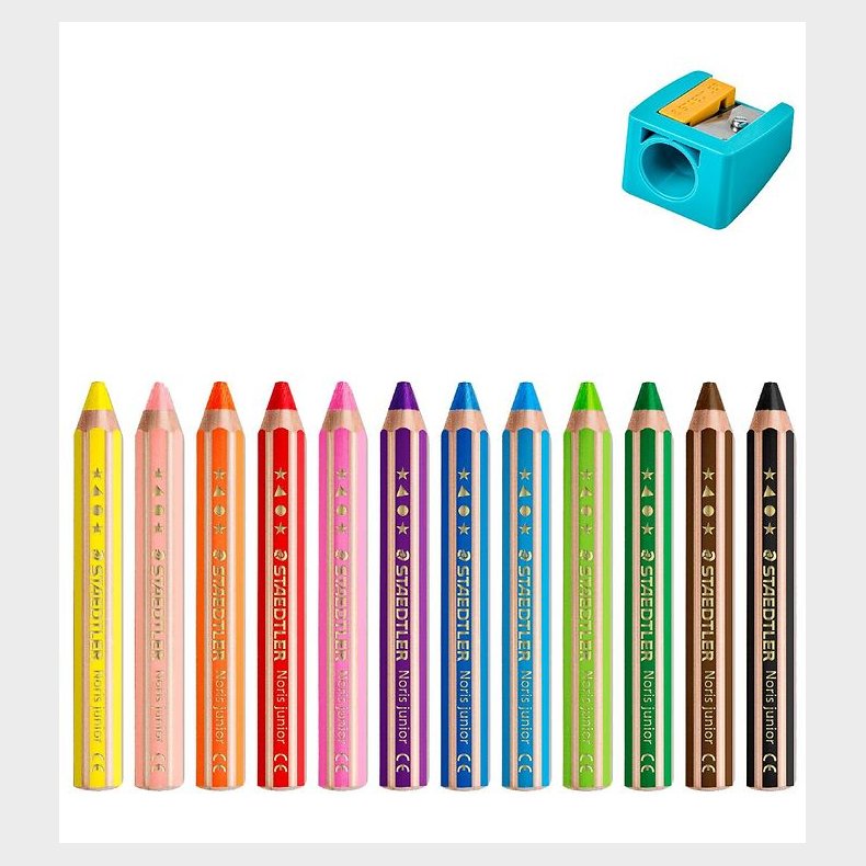 Staedtler Farveblyanter - Noris Junior - 3-i-1 - 12 stk m. Blyan