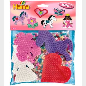 Hama Midi Perlest - 3000 stk. + 4 Plader - Pastel Multifarvet