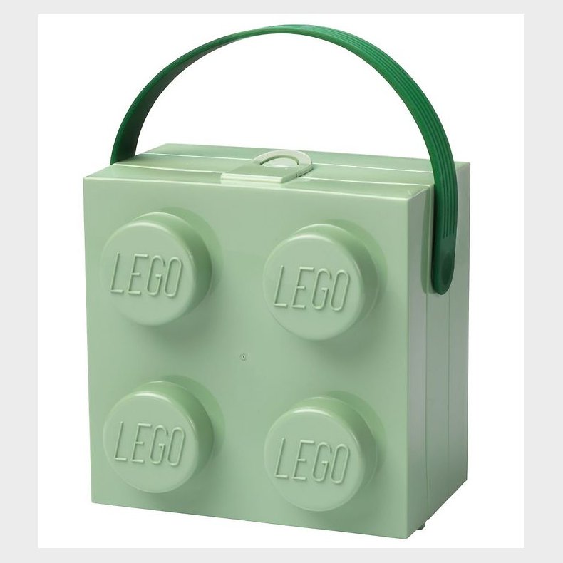 LEGO Storage Madkasse - 11,5x15,5x15,8 - 4 Knopper - Sand Green