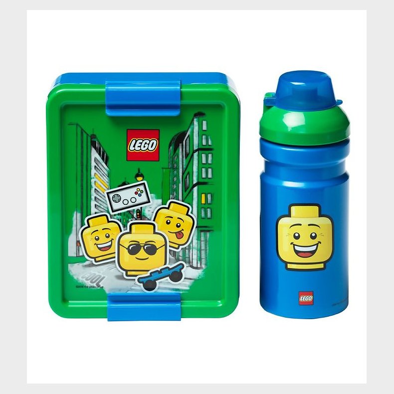 LEGO Storage Madkasse/Drikkedunk - Iconic Boy - Grn/Bl