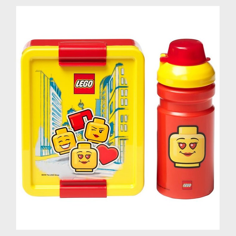 LEGO Storage Madkasse/Drikkedunk - Iconic Girl - Rd/Gul