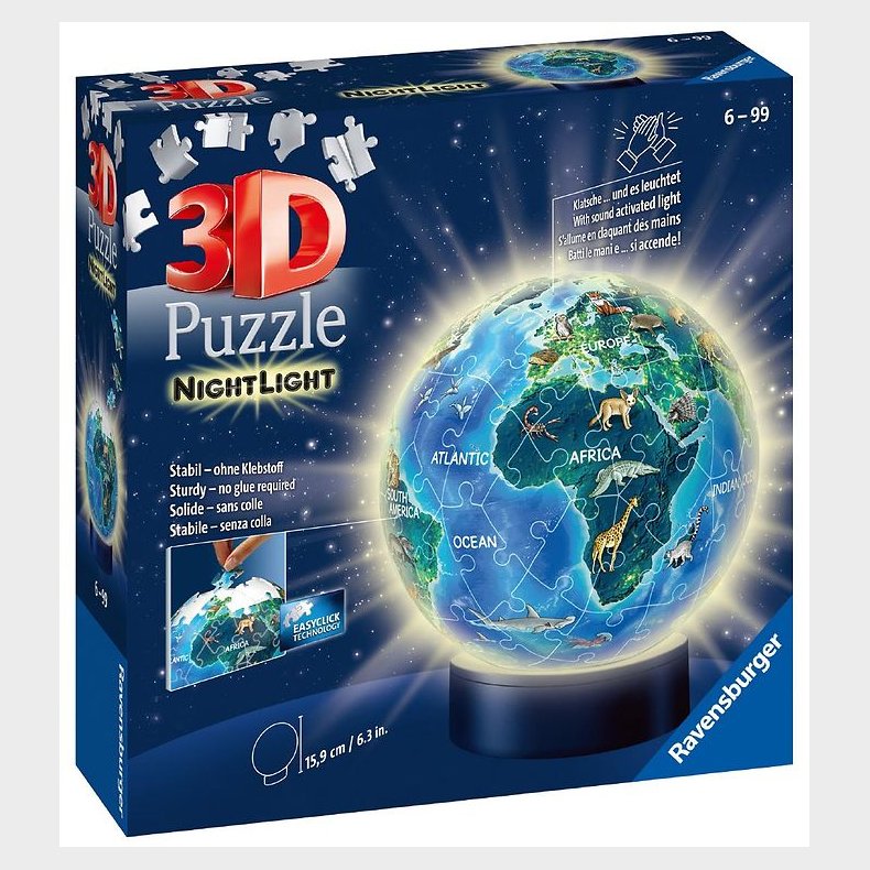 Ravensburger 3D Puslespil - 72 Brikker - Globe Nightlight