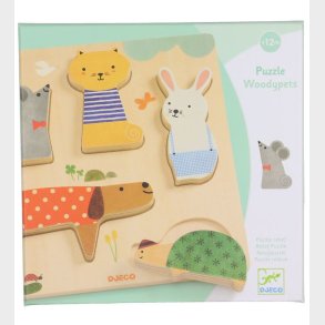 Djeco Puslespil - Tr - 5 Brikker - Woodypets