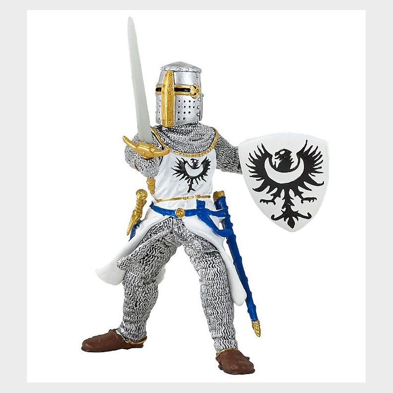 Papo Hvid Ridder m. Svrd - H: 10,4