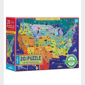 Eeboo Puslespil - 20 Brikker - Stater i USA