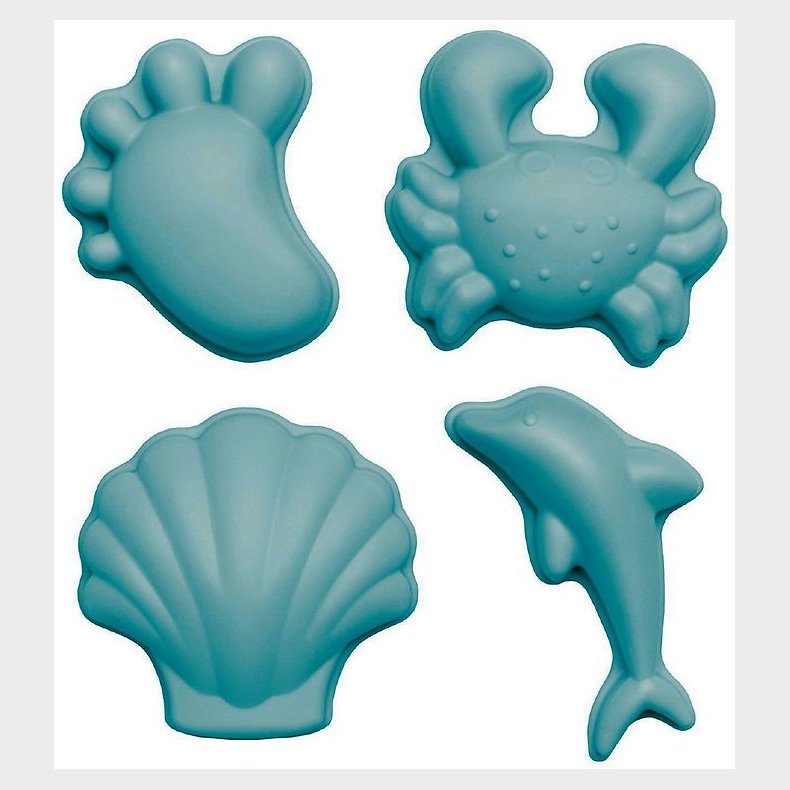 Scrunch Sandforme - 4 stk. - Silikone - 6,5-10,5 cm - Petrol