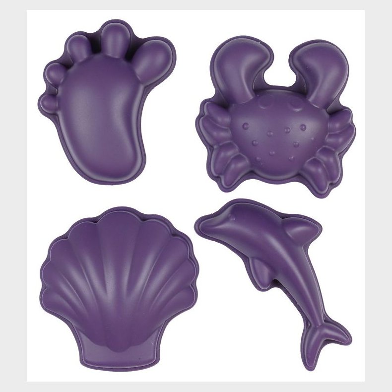 Scrunch Sandforme - 4 stk. - Silikone - 6,5-10,5 cm - Dark Purpl