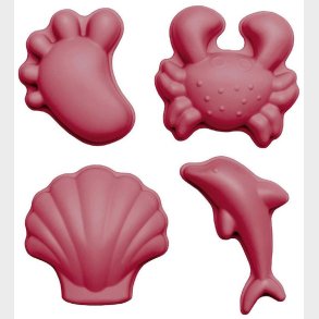 Scrunch Sandforme - 4 stk. - Silikone - 6,5-10,5 cm - Cherry Red