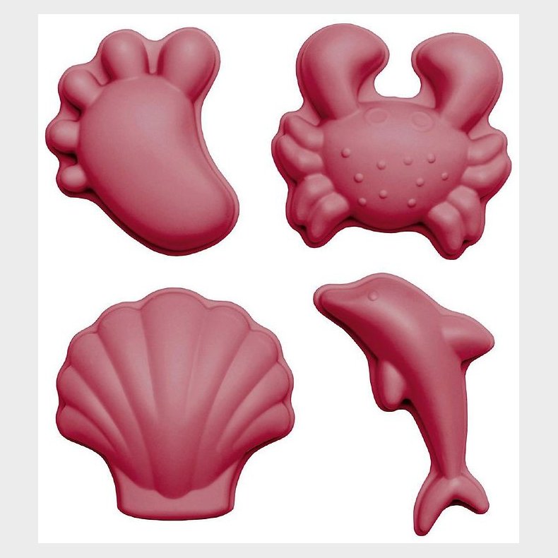 Scrunch Sandforme - 4 stk. - Silikone - 6,5-10,5 cm - Cherry Red